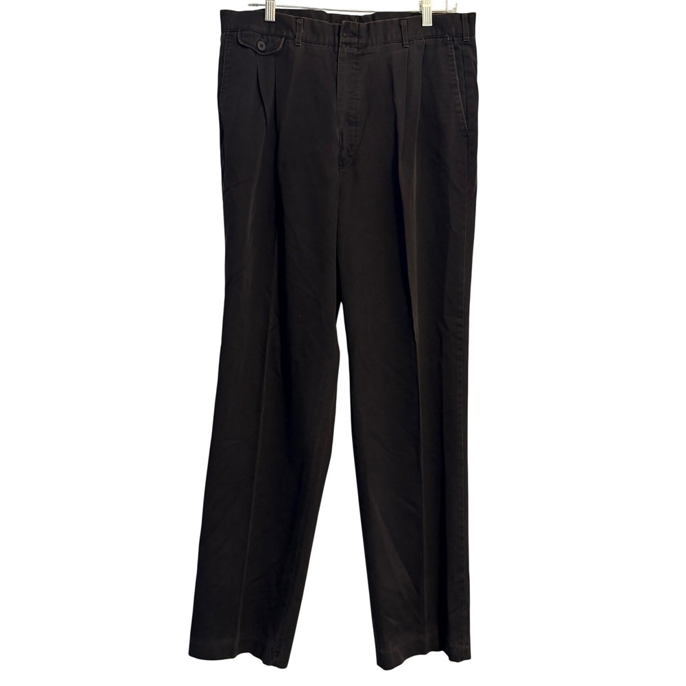 Vintage 60s Cotton Chinos Faded Black Pleated Straight Leg Pants 36x34 Talon Zip